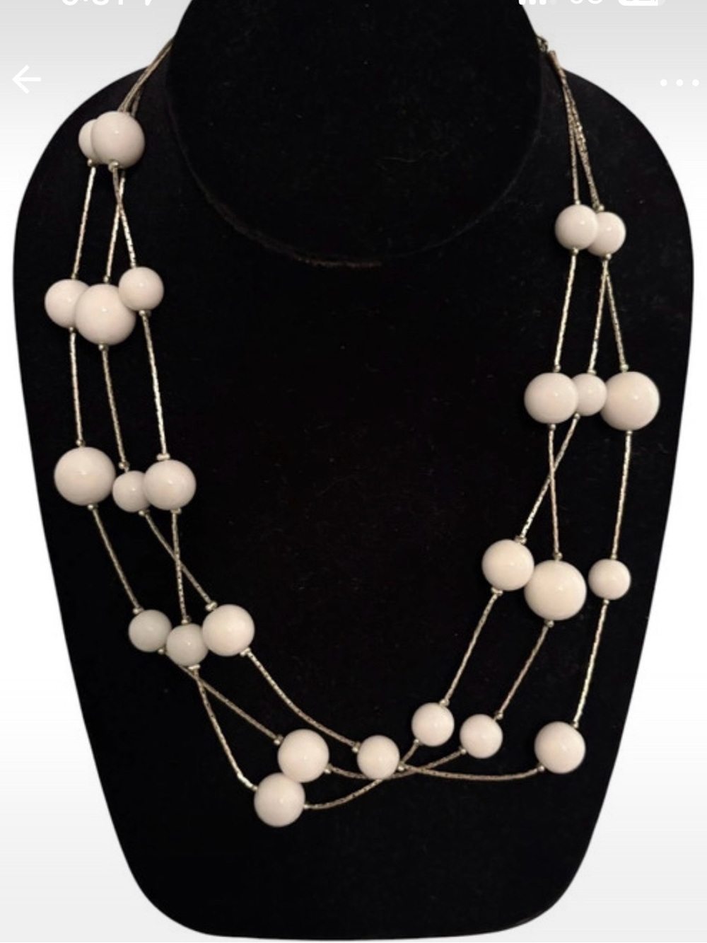 Vintage White Multi-Strand Bubble Bead Station Necklace